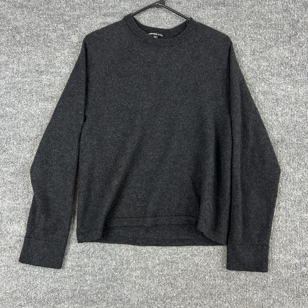 James Perse Sweater Men 4 Crewneck 100% Cashmere Charcoal Quiet Luxury Preppy